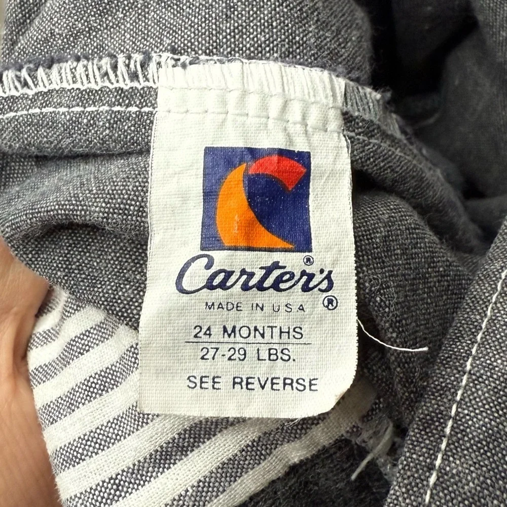 CARTERS VTG 80s 90s Garage Towing Tow Truck Railroad Stripe Pleated Overalls